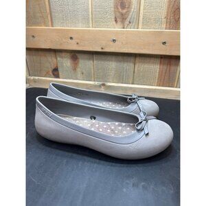 Crocs Womens Gray Flats With Bow Accent Size 8